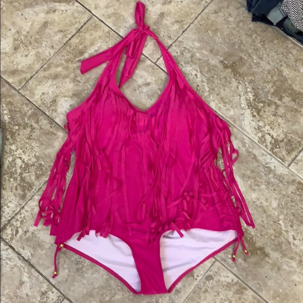 Hot pink Fringe swimsuit